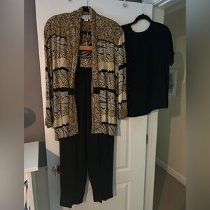 Animal Print Jacket and Black Top Set